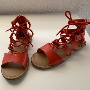 Girls orange zip up sandals